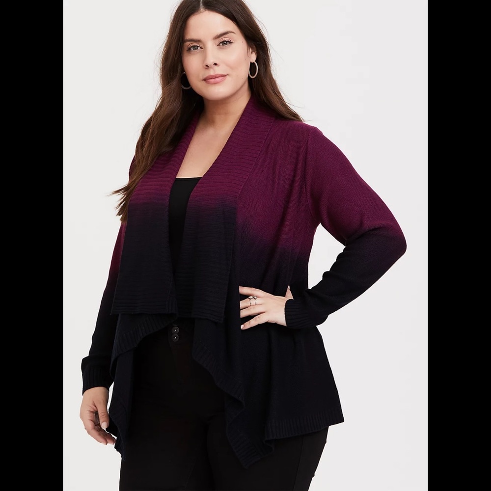 Torrid Burgundy Black Dip Dye Cardigan
